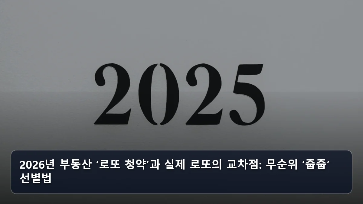 2026년 부동산 ‘로또 청약’과 실제 로또의 교차점: 무순위 ‘줍줍’ 선별법 관련 이미지
